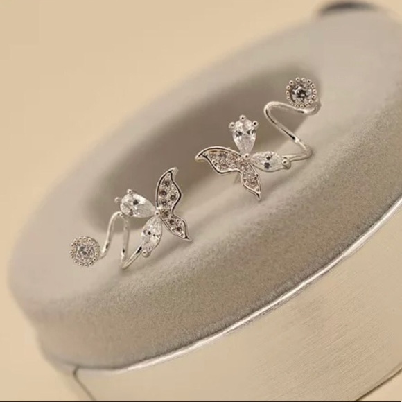 925 Sterling Silver Crystal Butterfly Earrings - Picture 5 of 5